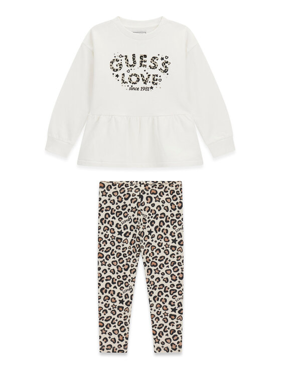Guess Komplet bluza i legginsy K6BG02 K5910 Kremowy Regular Fit