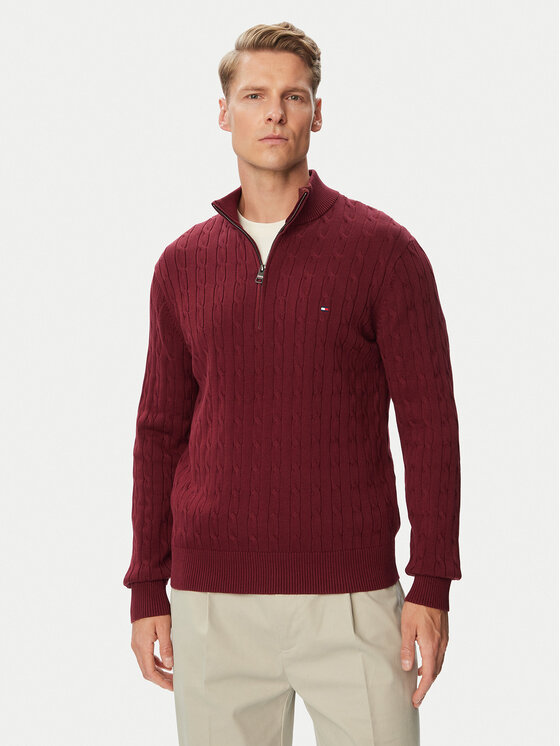 Tommy Hilfiger Sweter Classic MW0MW36532 Bordowy Regular Fit