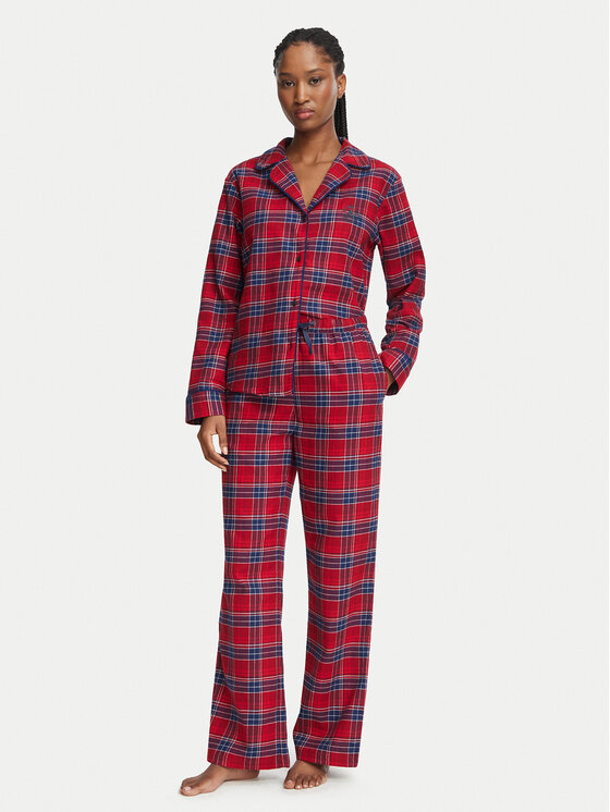 Tommy Hilfiger Piżama UW0UW06708 Czerwony Relaxed Fit
