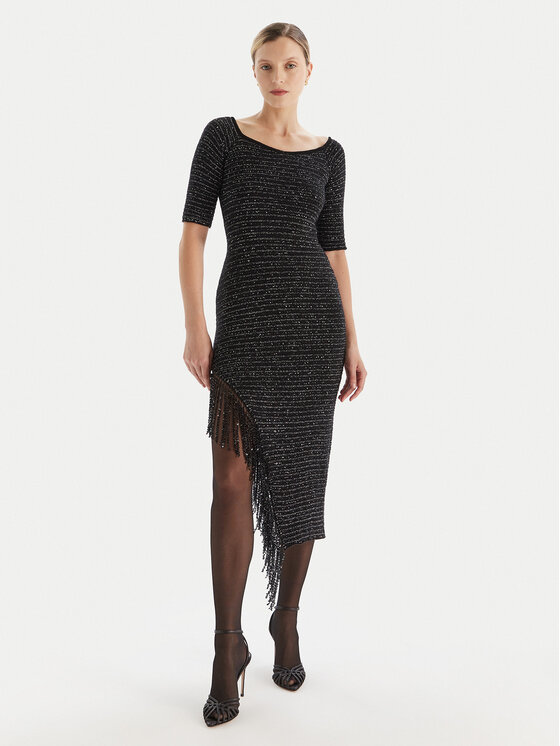 Simona Corsellini Sukienka koktajlowa A25CEABO5001 Czarny Slim Fit