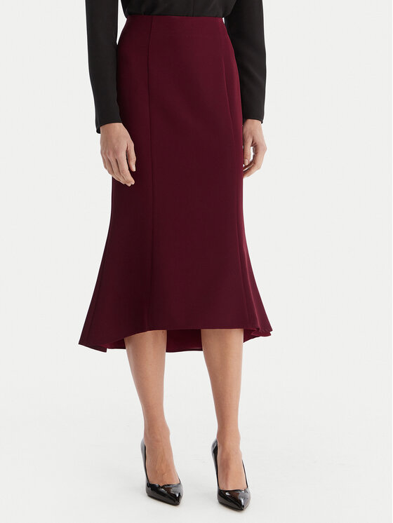 ACCESS FASHION Spódnica midi 54-6027-168 Bordowy Regular Fit