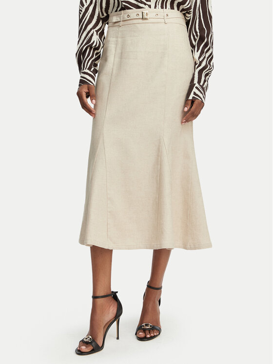 Guess Spódnica midi W6GD69 W2092 Beżowy jasny Regular Fit