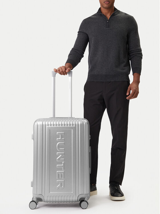 Hunter Walizka średnia CEO-HUNTER-M-002-08-SILVER Srebrny