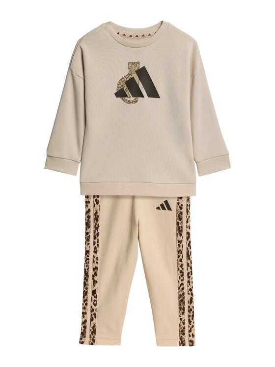 adidas Komplet bluza i legginsy Animal KC9644 Beżowy Regular Fit