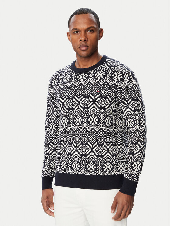 Tommy Hilfiger Sweter Fairisle MW0MW44815 Granatowy Regular Fit
