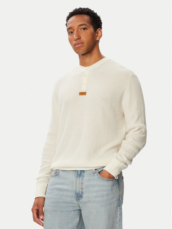 HUGO Sweter Sranger 50566411 Kremowy Relaxed Fit