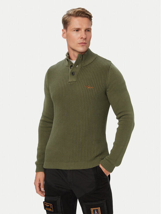 Aeronautica Militare Sweter 262MA1572UL00409 Khaki Regular Fit