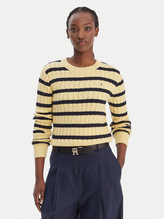 Tommy Hilfiger Sweter WW0WW47644 Żółty Regular Fit