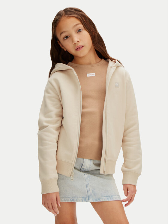 Calvin Klein Jeans Bluza Mini Badge LV1CKSJB34 Beżowy Regular Fit
