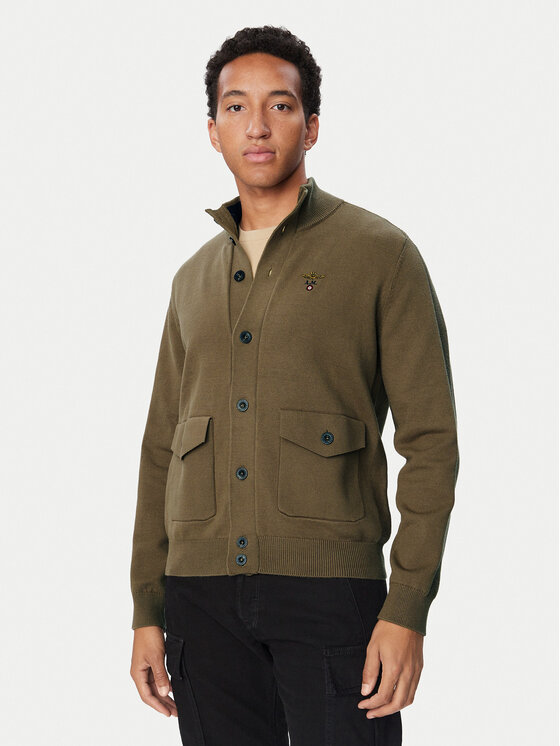 Aeronautica Militare Kardigan 262MA1663UL00950 Brązowy jasny Regular Fit