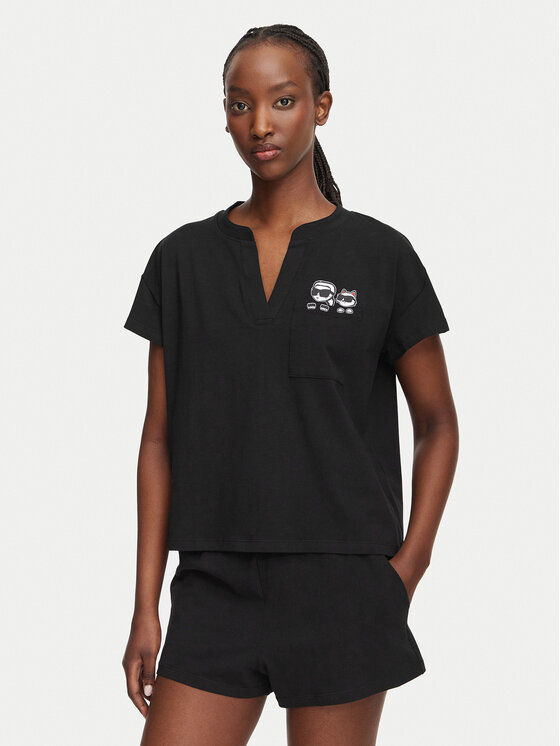 KARL LAGERFELD Piżama B2W45005 Czarny Regular Fit