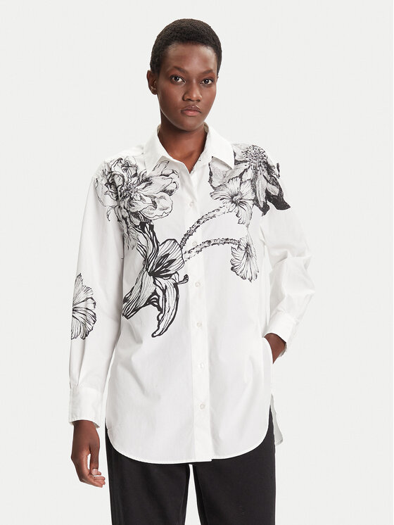Desigual Koszula Byn Lacroix 25WWCW07 Biały Loose Fit