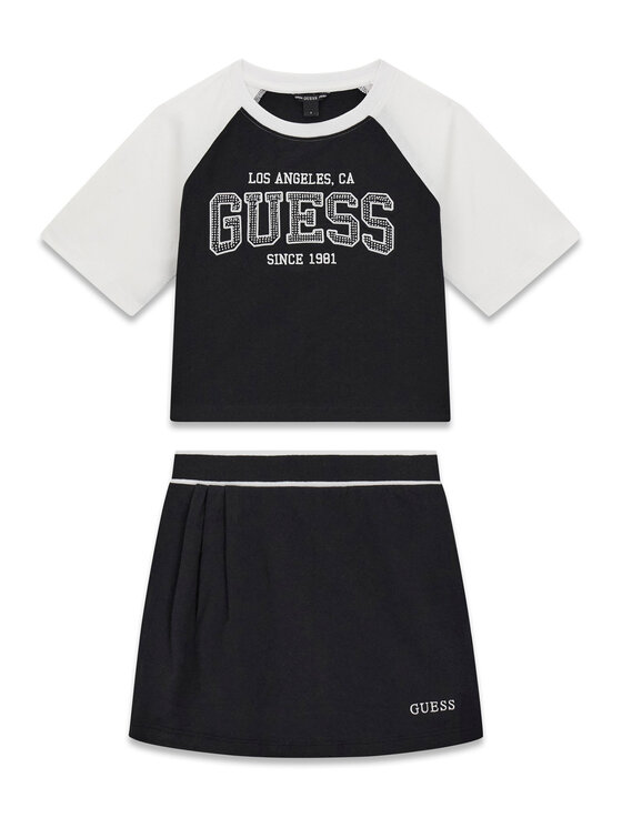 Guess Komplet t-shirt i spódniczka J6YG03 K3923 Czarny Regular Fit