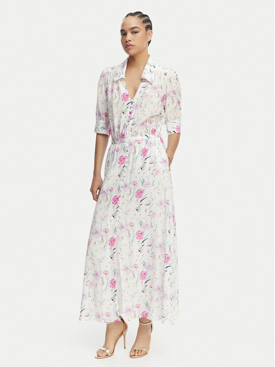 Luisa Spagnoli Sukienka koszulowa Pietanza 543224 Kremowy Regular Fit