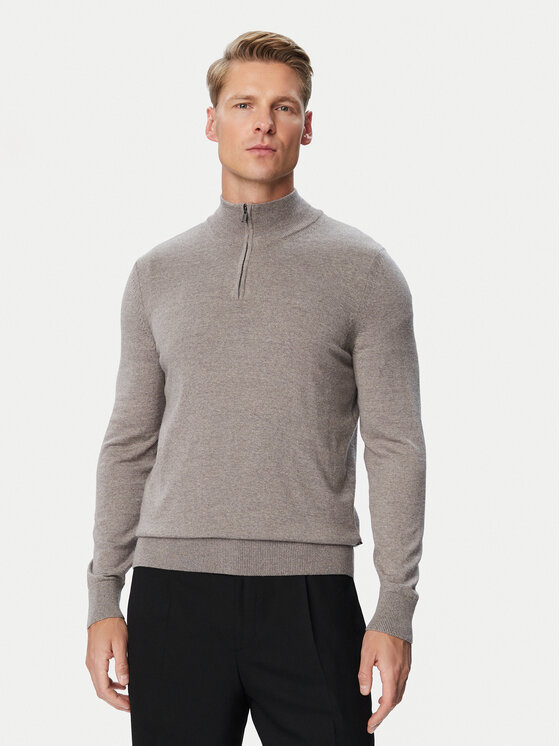 BOSS Sweter H-Ebenji  50565499 Brązowy jasny Regular Fit