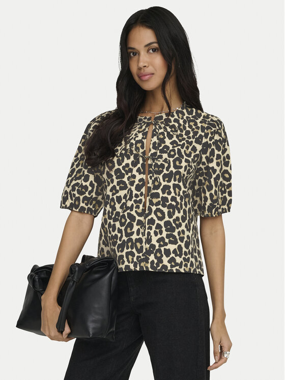 ONLY Bluzka Jenna 15368592 Beżowy ciemny Regular Fit