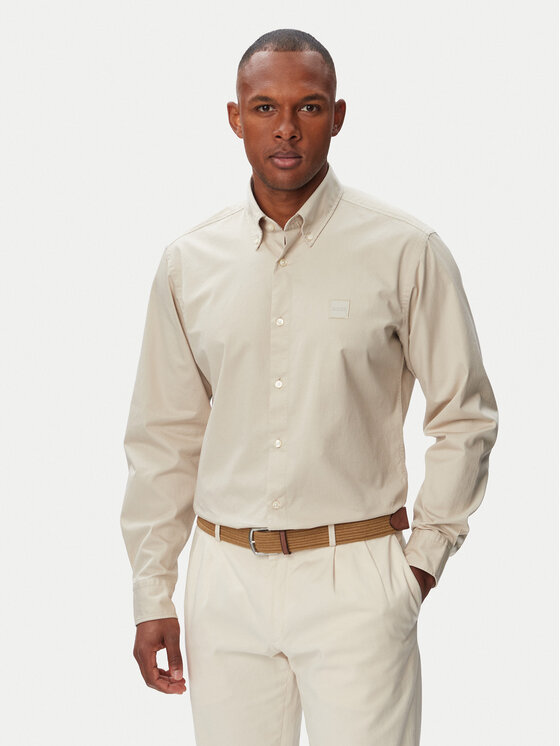 BOSS Koszula Ricoplus_M 50565626 Beżowy jasny Regular Fit