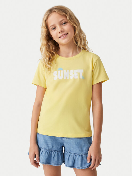 Roxy T-Shirt Orchid Art ERGZT04142 Żółty Regular Fit