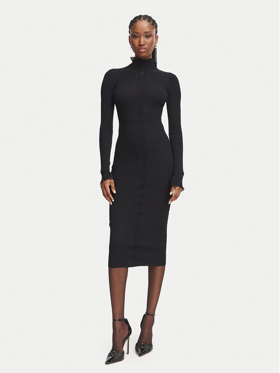 Elisabetta Franchi Sukienka dzianinowa AM-21B-66E2-V440 Czarny Slim Fit