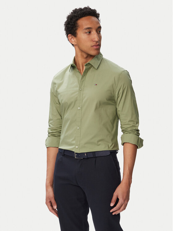 Tommy Jeans Koszula Original DM0DM04405 Zielony Slim Fit