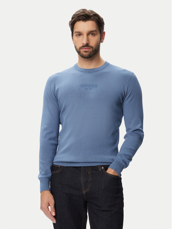 Guess Sweter M6YR12 Z0917 Niebieski Regular Fit