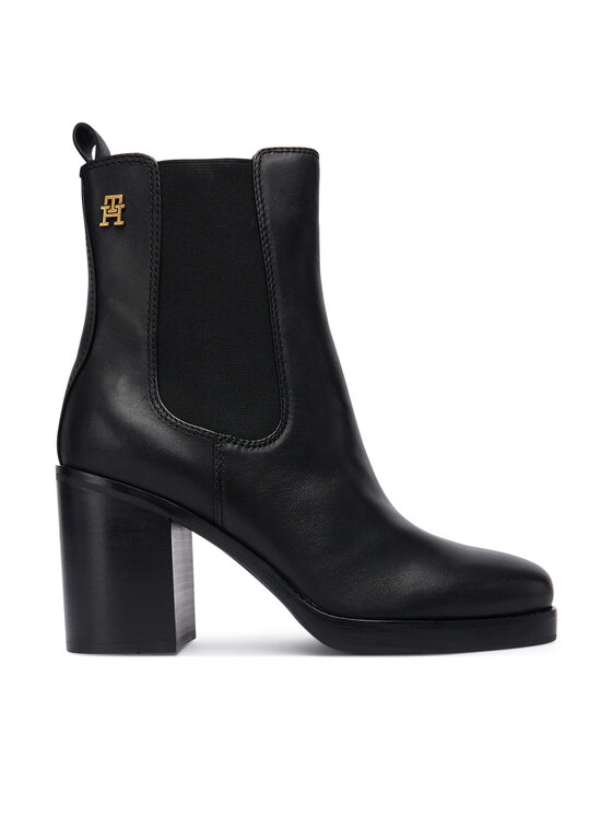 Tommy Hilfiger Botki Square Toe Chelsea High Block Hl FW0FW08844 Czarny