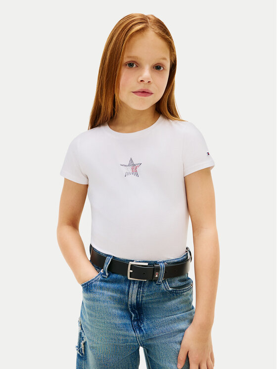 Tommy Hilfiger T-Shirt KG0KG09097 Biały Extra Slim Fit