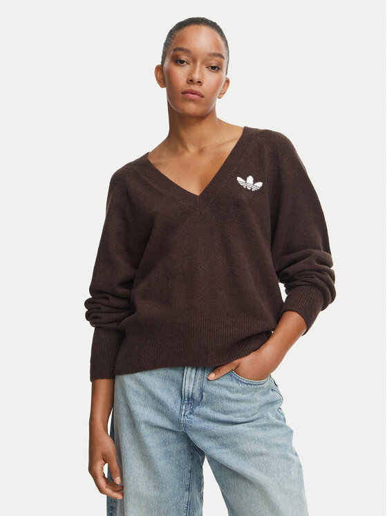 adidas Sweter Essentials IA4444 Brązowy ciemny Loose Fit