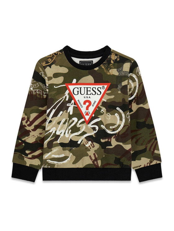 Guess Bluza N6BQ02 K6111 Zielony ciemny Regular Fit