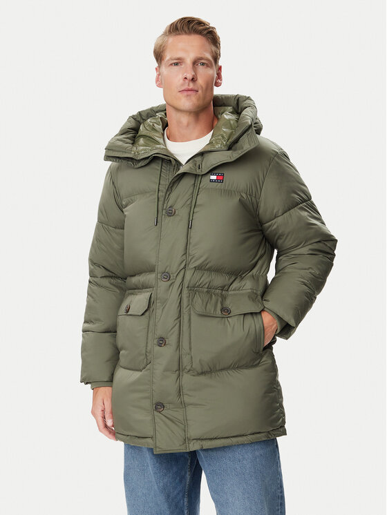 Tommy Jeans Kurtka zimowa DM0DM23730 Zielony Relaxed Fit