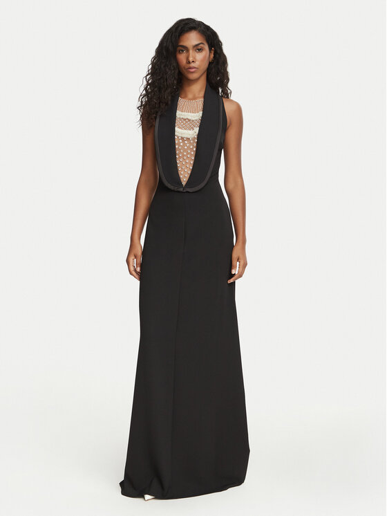 Elisabetta Franchi Sukienka wieczorowa AB-R16-67E2-V750 Czarny Slim Fit