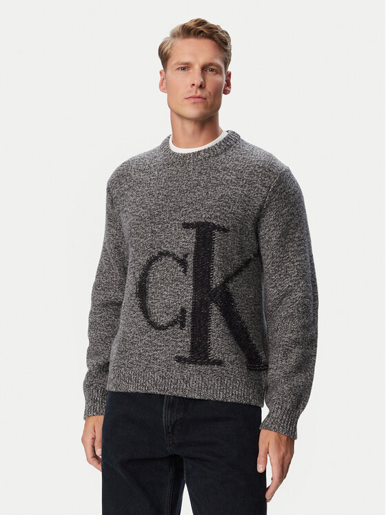 Calvin Klein Jeans Sweter LV04RH311G Szary Regular Fit