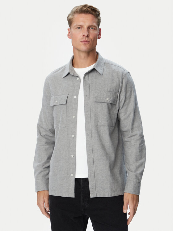 Calvin Klein Koszula LV04LH113G Szary Regular Fit