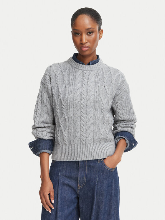 Tommy Hilfiger Sweter WW0WW51396 Szary jasny Regular Fit
