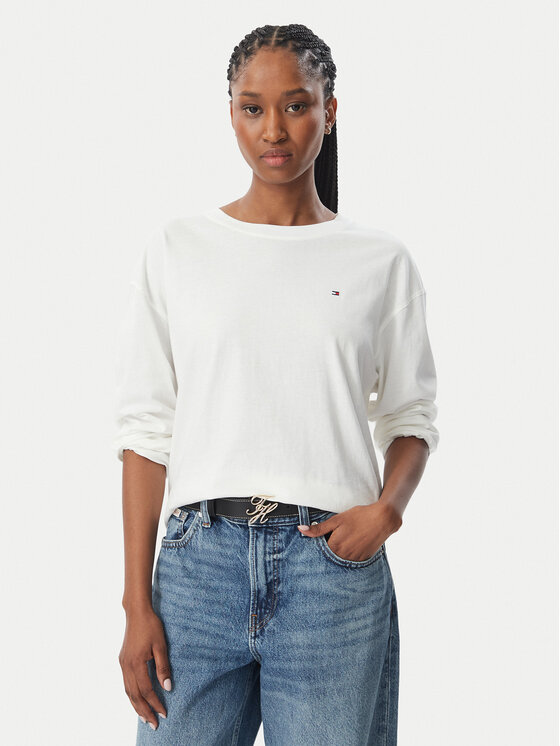 Tommy Hilfiger Bluzka Jersey UW0UW06593 Biały Regular Fit