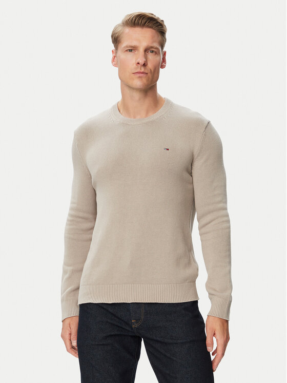 Tommy Jeans Sweter DM0DM21787 Szary jasny Regular Fit