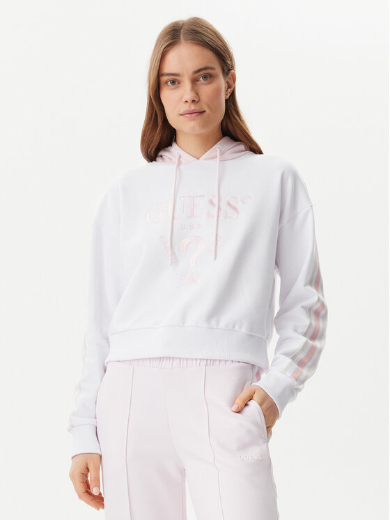 Guess Bluza V5GQ17 KCRT1 Biały Regular Fit
