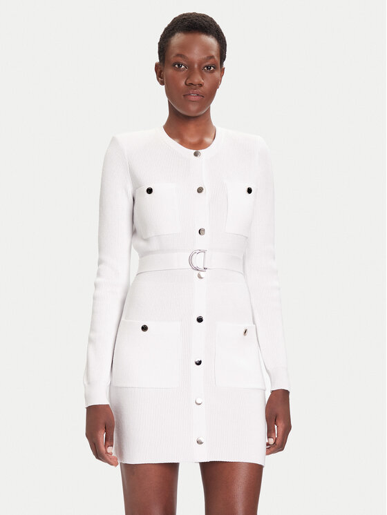 Liu Jo Sukienka dzianinowa MF5371 MS99E Biały Slim Fit