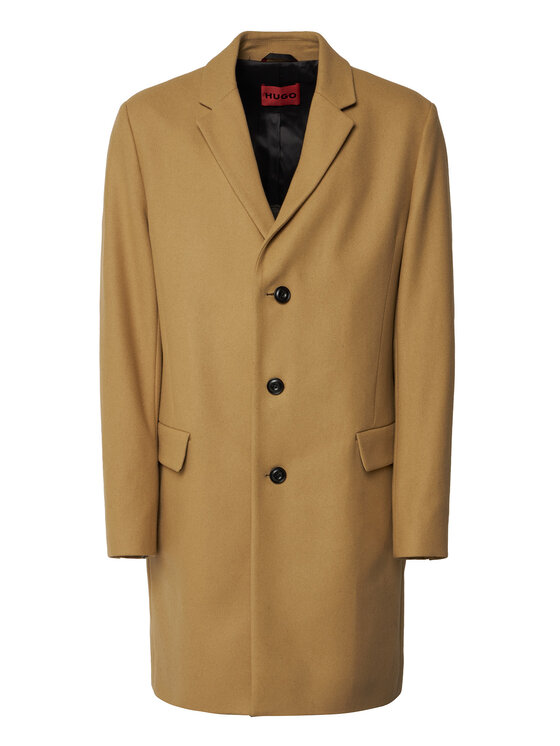 HUGO Płaszcz wełniany 50569210 Beżowy Slim Fit