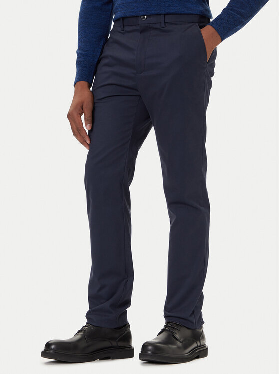 Calvin Klein Chinosy LV04LD613G Granatowy Slim Fit