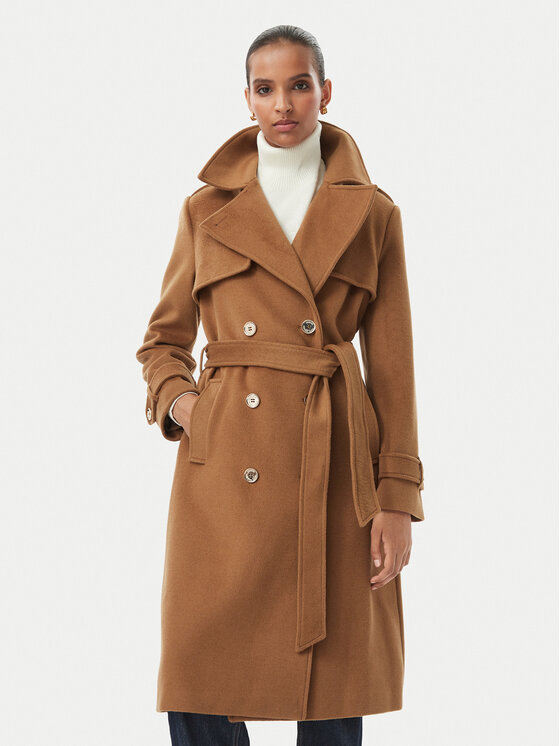 Michael Kors Płaszcz wełniany 77G7540M11 Brązowy Regular Fit