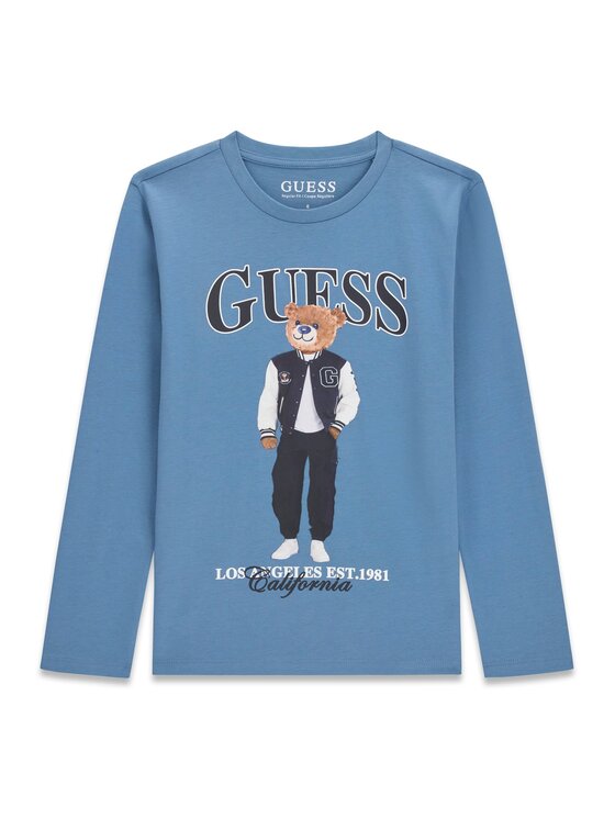Guess Bluzka L6BI11 K5732 Niebieski Regular Fit