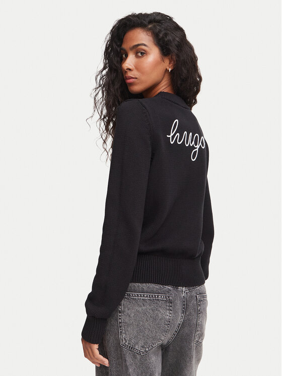 HUGO Sweter Saje 50564300 Czarny Regular Fit