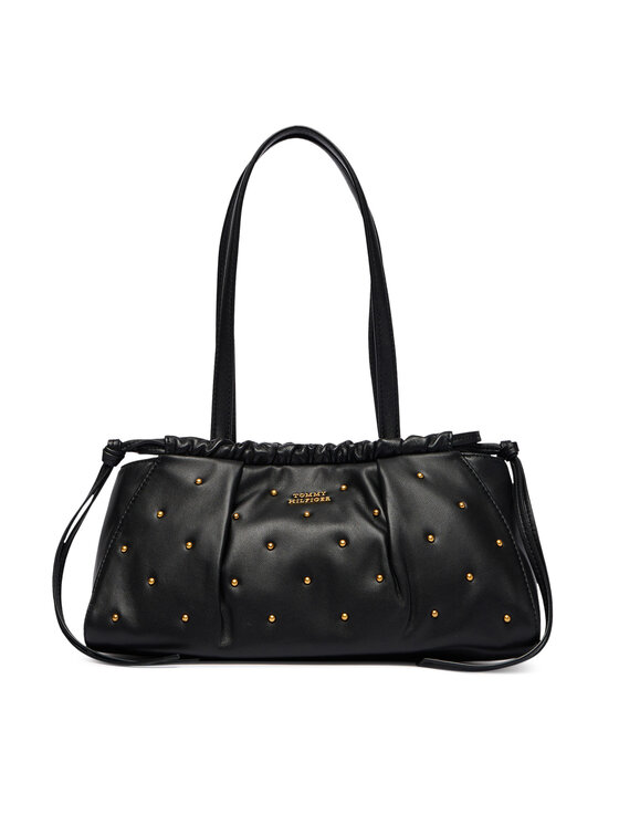 Tommy Hilfiger Torebka Soft Leather Shoulder Bag Studs AW0AW19338 Czarny