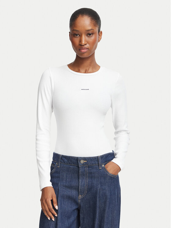 Guess Jeans Bluzka W6BP05 K5470 Biały Slim Fit