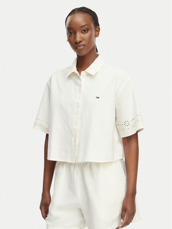 Tommy Jeans Koszula DW0DW22214 Kremowy Relaxed Fit