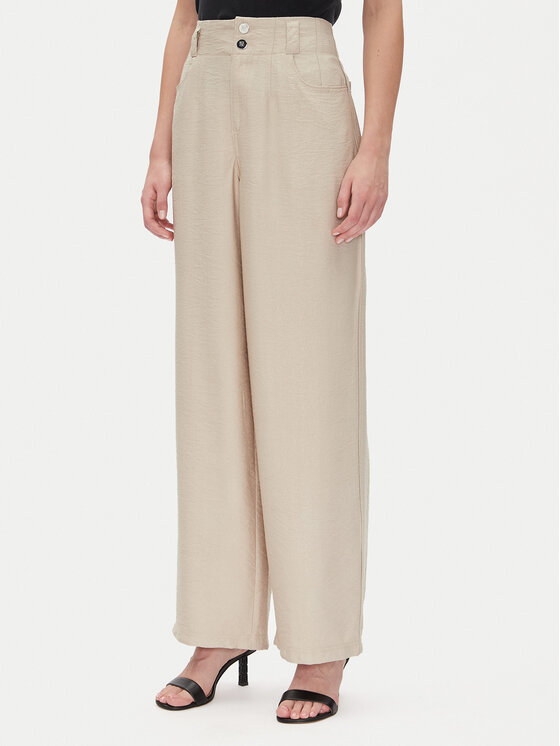 DKNY Spodnie materiałowe P41KTR48 Beżowy Loose Fit