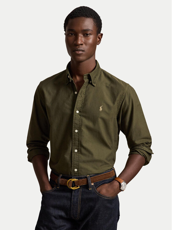 Polo Ralph Lauren Koszula 710805564520 Zielony ciemny Regular Fit
