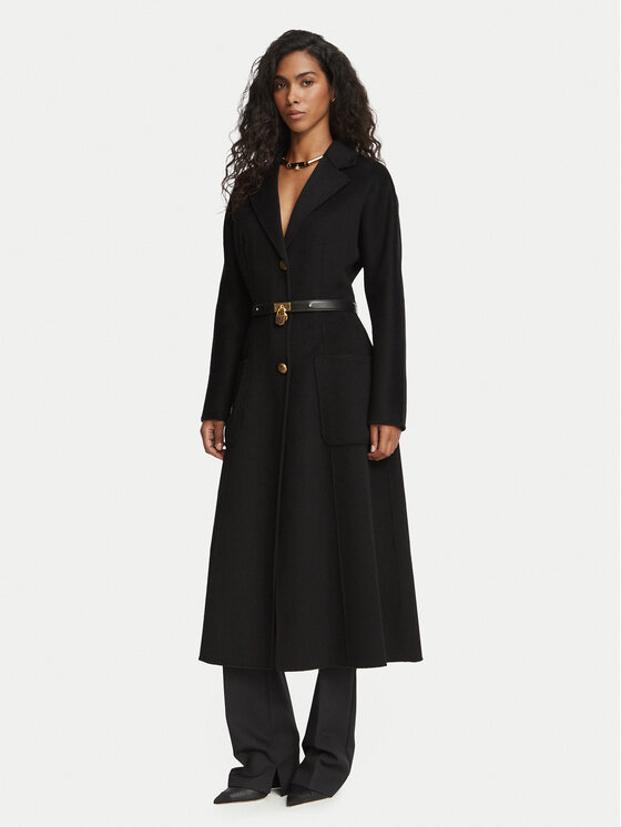 Elisabetta Franchi Płaszcz wełniany CP-03D-67E2-V860 Czarny Regular Fit