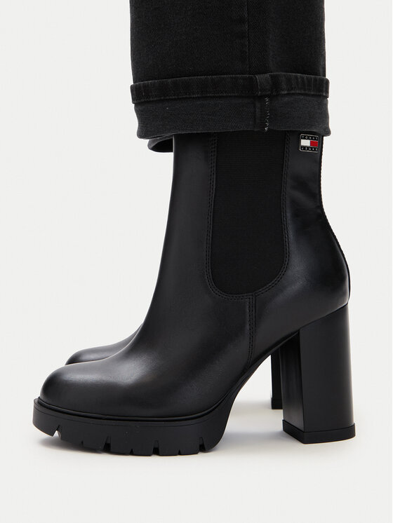 Tommy Jeans Botki Tjw Chelsea High Heel Boots EN0EN03112 Czarny